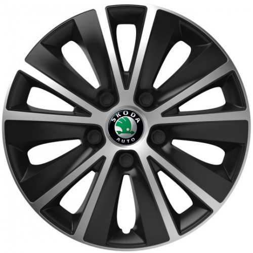 KRYTY KOLIES PRE ŠKODA 15" RAPIDEZ silver/black 4ks